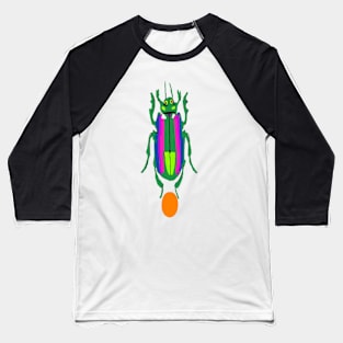 Jewel Scarab Beetle Design on Black Background Baseball T-Shirt